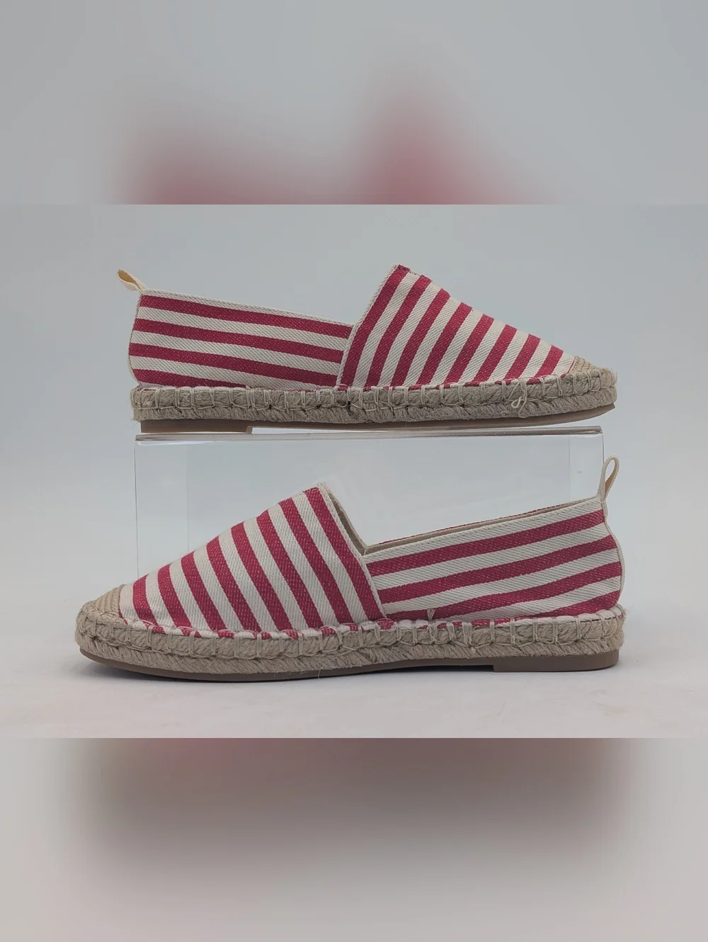 Brand-New Xappeal Maisie Sz 6M Red & White Natural Jute Espadtille With Pull-Tab